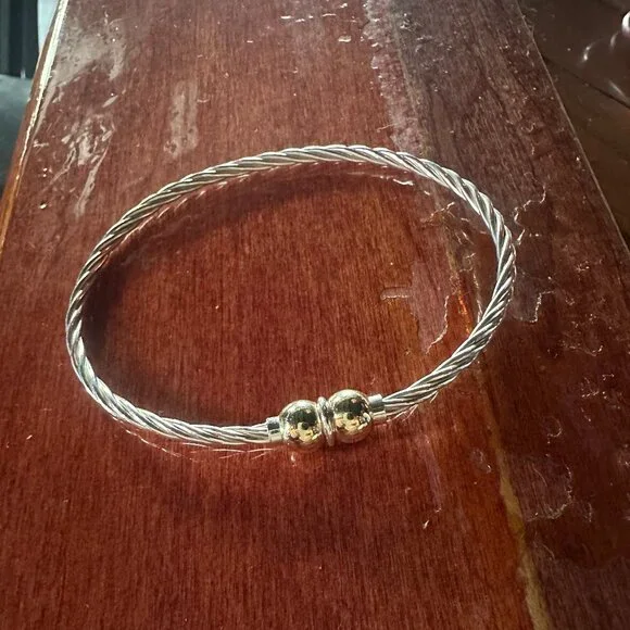 Cape Cod Double Ball Twist Bracelet 8.5 (XXL) 14K Gold & Sterling Silver - Picture 3 of 4